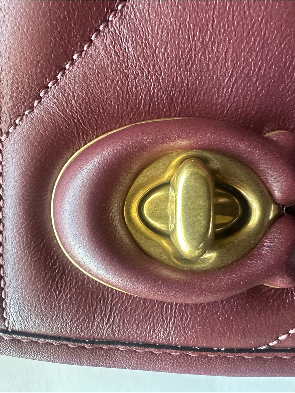 Coach quilted Madison Leather Shoulder Bag in Wine color. - Picture 3 of 12